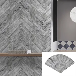 3D wood grain tile sticker herringbone wallpaper wall sticker floor decor peel and stick