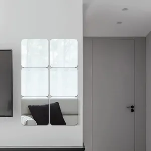 Square acrylic mirror wall stickers, self-adhesive reflective home decor wall mirrors.