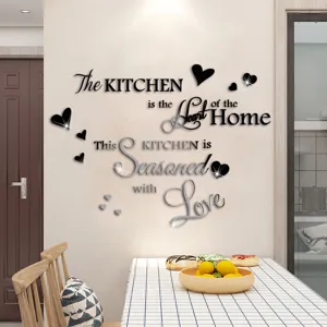 Acrylic kitchen wall sticker mirror home decor quotes sign letters art decals for dining room