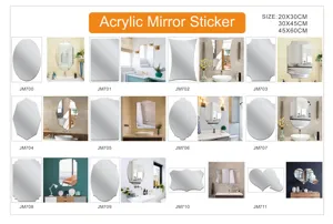 Acrylic mirror wall sticker detail showcase, various geometric shapes for modern home decor.