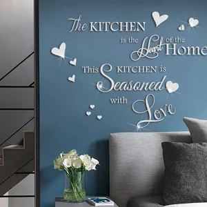 Acrylic 3D mirror wall sticker kitchen quote art home decor removable wall decals