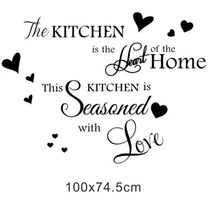 Kitchen quote wall sticker removable black acrylic lettering home decor decal 100x74.5cm