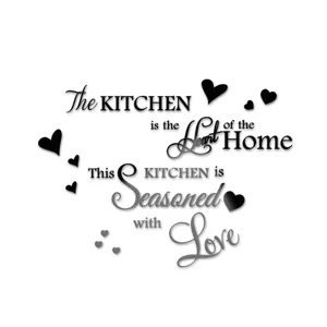 Acrylic English kitchen wall sticker home decor quote decal black heart mirror letters