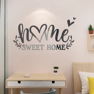 DIY ακρυλικό καθρέφτη home sweet home αυτοκόλλητο τοίχου αδιάβροχο παιδικό δωμάτιο