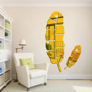 Acryl Feder Spiegel Wandaufkleber Set fuer Wohnzimmer Schlafzimmer Dekor Detail