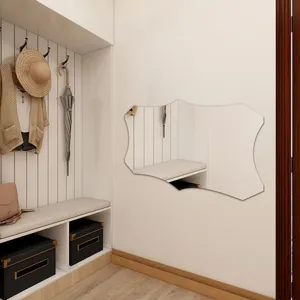 Decorative irregular wall mirror sticker for hallway living room modern home decor detail