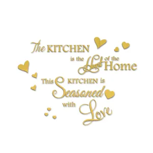 Gold acrylic kitchen wall stickers quote mirror wall decals home decor letters art