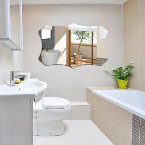 Modern decorative wall mirror detail view, stylish scalloped design for bathroom and home interior.