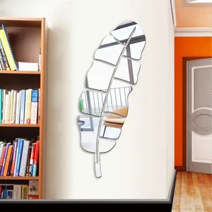 Akryl Feder Spiegel Wandaufkleber für Wohnzimmer Schlafzimmer Heimdekoration 3D DIY Kunst