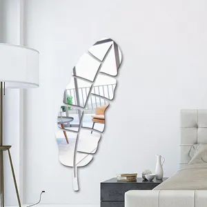 Modernes Acryl Feder Spiegel Wandtattoo DIY Kunst Aufkleber Abnehmbare Wandbilder für Wohnzimmer Schlafzimmer Heimdekoration