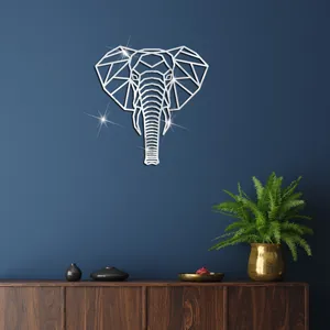 Geometrischer Elefant Acryl Spiegel Wandaufkleber, moderne 3D Kunst Deko fuer das Wohnzimmer.