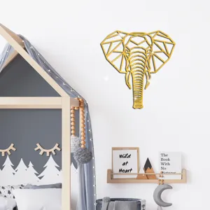 Goldene geometrische Acryl Elefanten Wandaufkleber 3D Spiegel Deko für Kinderzimmer.