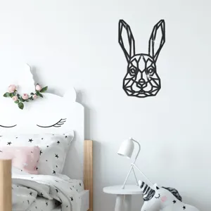 Geometrischer Kaninchen Acryl Spiegel Wandaufkleber, moderne schwarze Tier Deko fürs Kinderzimmer.