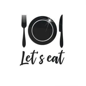 Acrylic mirror wall sticker fork plate letters dining room kitchen DIY decor item