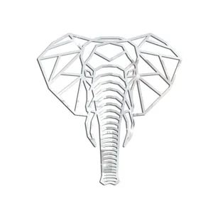 Geometrischer Elefant Acryl Spiegel Wandaufkleber für moderne Heimdekoration Detailansicht.