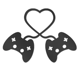 Close-up detail of the creative game controller heart wall sticker design for home decor.