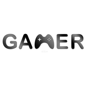 3D acrylic mirror wall sticker featuring the word GAMER with a gamepad design for room decor.