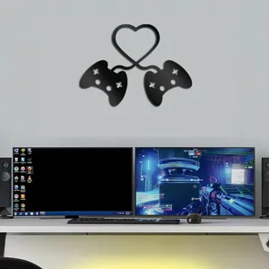 Black acrylic gamepad heart wall sticker for living room bedroom home decor background 3d DIY art