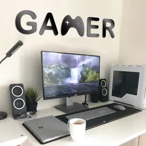 Acrylic 3D Gamer wall sticker detail view, perfect for gaming room and bedroom wall decor.