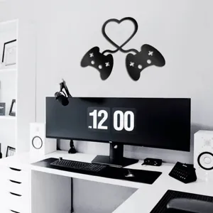 Acrylic mirror wall sticker featuring a game controller heart design for living room decor.
