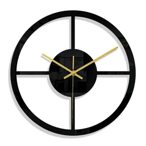 Moderne horloge murale en acrylique noir et or design géométrique décoratif de 3mm