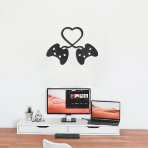 Acrylic 3D game controller heart wall sticker for living room and bedroom home decor