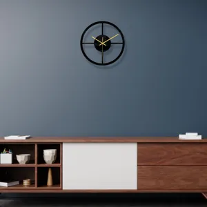 Horloge murale ronde en acrylique noir moderne minimaliste décoration d'intérieur chic.