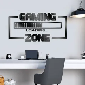 Acrylic gaming loading zone wall sticker, 3D mirror self-adhesive decor for room.
