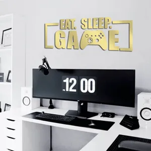 Acrylic mirror wall sticker featuring a gamer quote and controller design for bedroom decor.