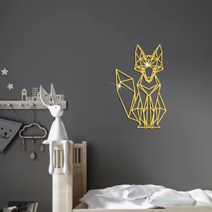 Geometrischer Fuchs Acryl Wandaufkleber gold Spiegel Tier Dekor für Kinderzimmer