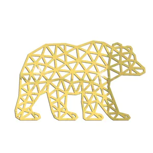 Goldene geometrische Bär Acryl Spiegel Wandaufkleber für moderne Heimdekoration.