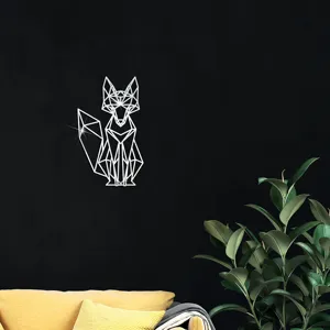 Nahaufnahme des geometrischen Fuchs Acryl Spiegel Wandaufklebers für moderne Wanddekoration.