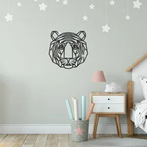 Geometrischer Tiger Wandaufkleber Acryl Spiegel Design fuer moderne Kinderzimmer Dekoration.