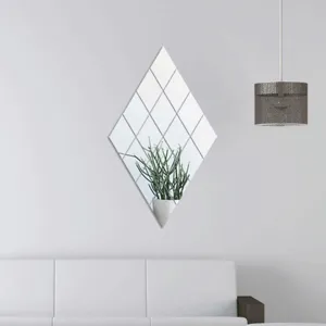 Diamond shaped acrylic wall mirror sticker self adhesive home decor fine detail view