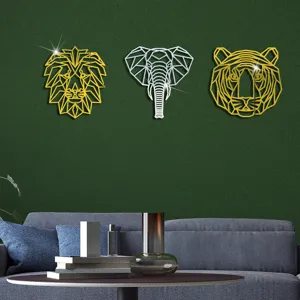 Geometrische Tier Wandaufkleber Detail, Acryl Spiegel Löwe Elefant Tiger Deko für Zuhause.