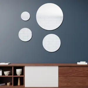Round mirror wall stickers self-adhesive PET flexible mirrors for home DIY decor.