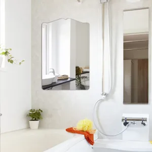 Bathroom decorative mirror detail showing clean modern wall mounted vanity reflection.