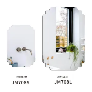 Irregular decorative wall mirror sticker set, available in 20x30cm and 30x45cm sizes.
