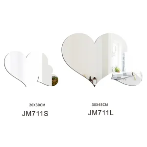 Heart shaped acrylic wall mirror sticker DIY home decor living room 20x30cm 30x45cm