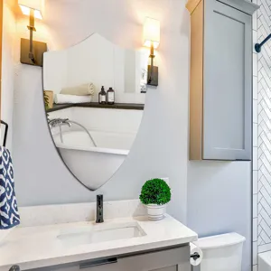 Shield Shaped Wall Mirror Modern Decorative Mirror for Bathroom Vanity and Home Decor