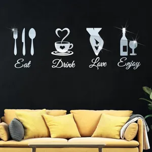 Autocollants muraux miroir acrylique DIY 3D décoration murale pour salon cuisine