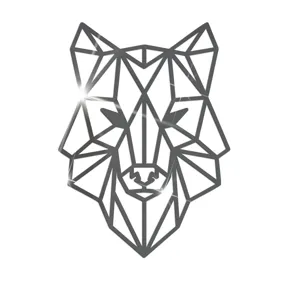 Acryl geometrischer Wolf Kopf Spiegel Wandaufkleber, moderne dekorative Wandkunst.
