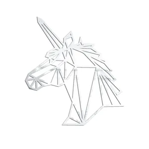 Geometrischer Einhorn Spiegel Wandaufkleber, Acryl selbstklebende Deko für Zuhause Details.