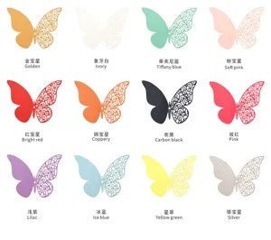 3D hollow pearlescent paper butterflies wall stickers color chart variant display