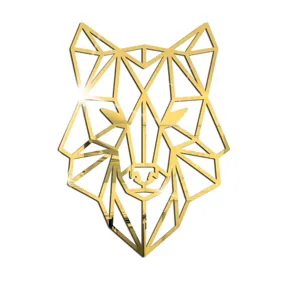 Goldene geometrische Fuchs Wandaufkleber Acryl Spiegel Aufkleber für moderne Heimdekoration.