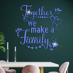 Adhesivo de pared espejo acrílico Together we make a family frase decoración hogar DIY