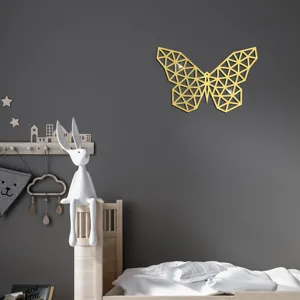 Goldene geometrische Schmetterling Acryl Spiegel Wandaufkleber Detailansicht Wohnkultur.