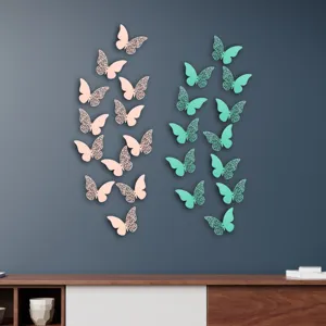 3D hollow pearlescent paper butterfly wall stickers for home decoration bedroom living room decor