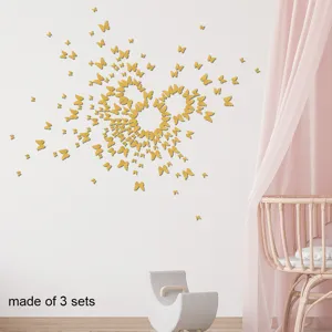 3D pearl paper butterfly wall stickers golden creative DIY decor for bedroom living room