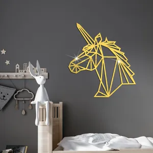 Goldene geometrische Einhorn Acryl Wandaufkleber Spiegel Heimtextilien Selbstklebend